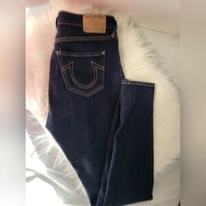 True Religion Jennie Curvy Dark Blue Denim Jeans, Size 29x29